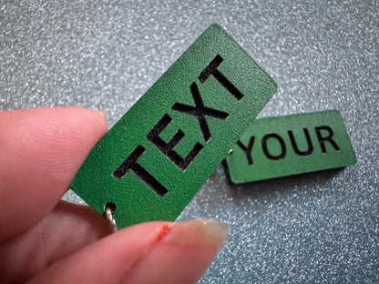 Custom Text Earrings: Laser Engraved Words, Green with Black Text, Letters, Names, Teacher Gift, Anniversary, Best Gifts for Her/Him/Them