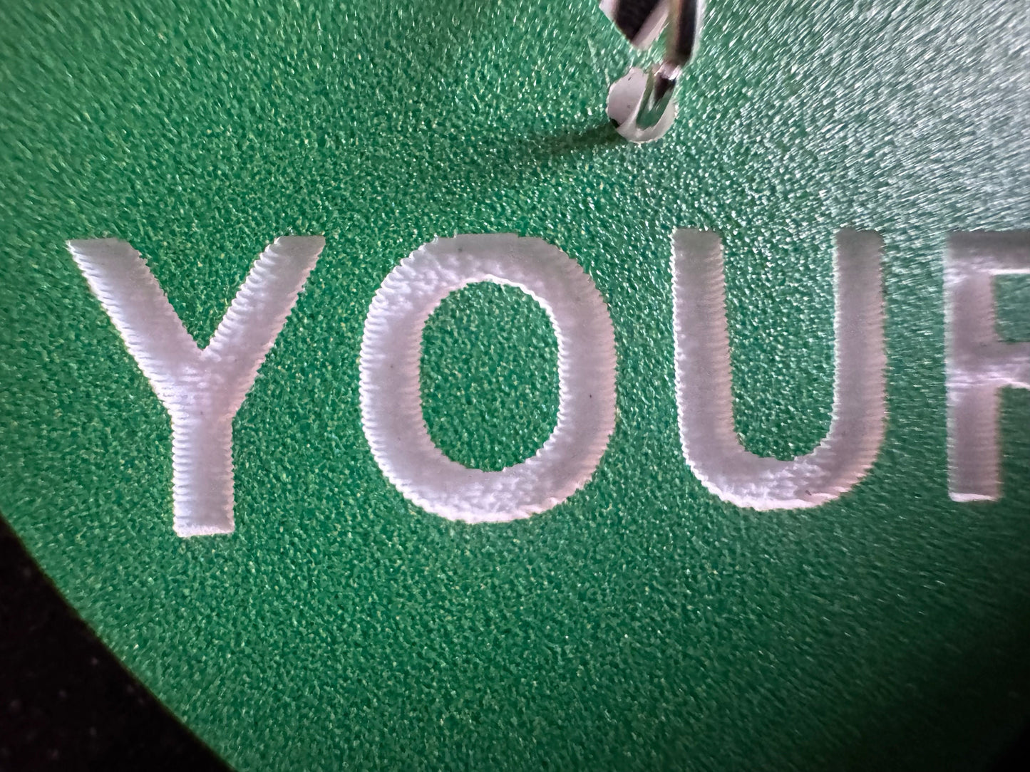 Custom Text Earrings: Laser Engraved Words, Green with White Text, Letters, Names, Teacher Gift, Anniversary, Best Gifts for Her/Him/Them