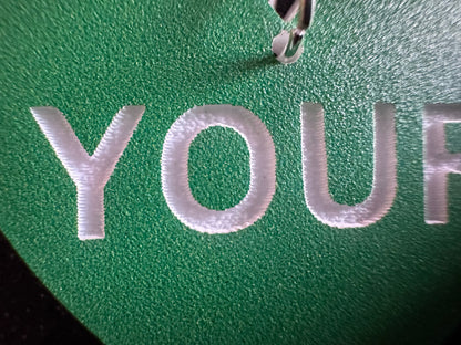 Custom Text Earrings: Laser Engraved Words, Green with White Text, Letters, Names, Teacher Gift, Anniversary, Best Gifts for Her/Him/Them
