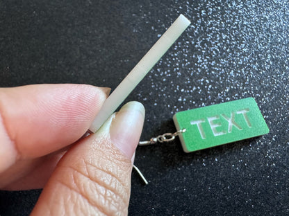 Custom Text Earrings: Laser Engraved Words, Green with White Text, Letters, Names, Teacher Gift, Anniversary, Best Gifts for Her/Him/Them