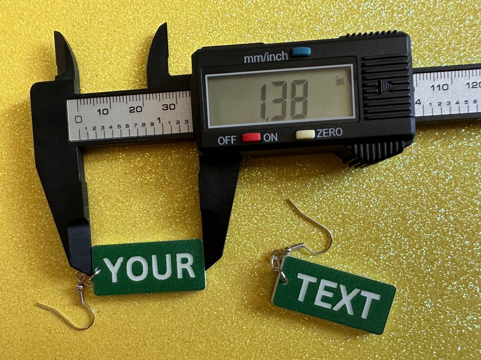 Custom Text Earrings: Laser Engraved Words, Green with White Text, Letters, Names, Teacher Gift, Anniversary, Best Gifts for Her/Him/Them