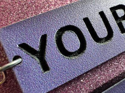 Custom Text Earrings: Laser Engraved Words, Lavender with Black Text, Letters, Names, Teacher Gift, Anniversary, Best Gifts for Her/Him/Them