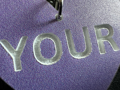 Custom Text Earrings: Laser Engraved Words, Lavender with White Text, Letters, Names, Teacher Gift, Anniversary, Best Gifts for Her/Him/Them