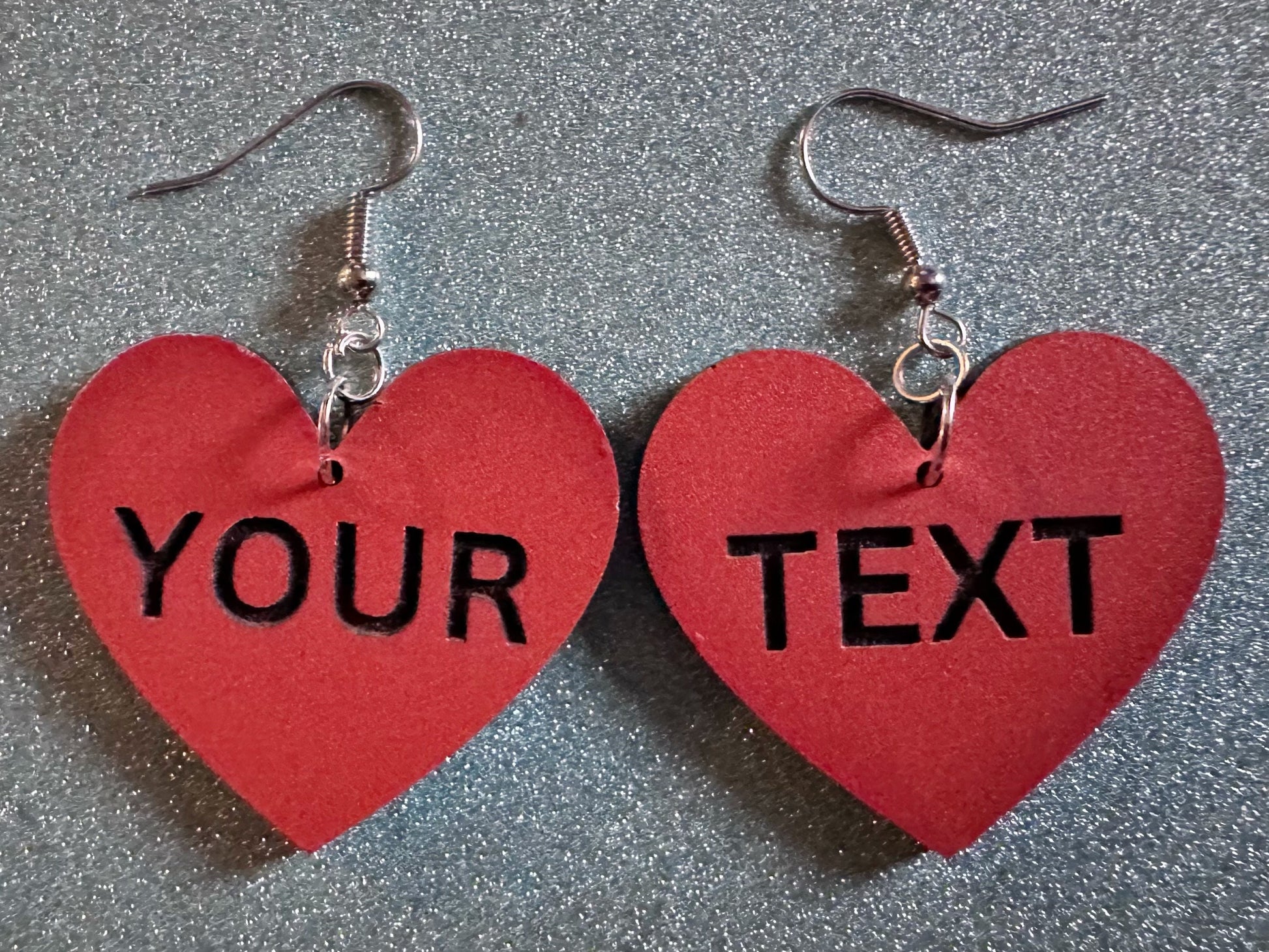 Custom Text Earrings: Laser Engraved Words, Orange with Black Text, Letters, Names, Teacher Gift, Anniversary, Best Gifts for Her/Him/Them