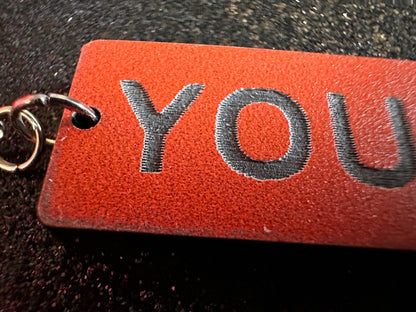 Custom Text Earrings: Laser Engraved Words, Orange with Black Text, Letters, Names, Teacher Gift, Anniversary, Best Gifts for Her/Him/Them