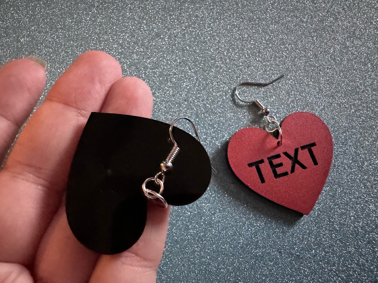 Custom Text Earrings: Laser Engraved Words, Orange with Black Text, Letters, Names, Teacher Gift, Anniversary, Best Gifts for Her/Him/Them