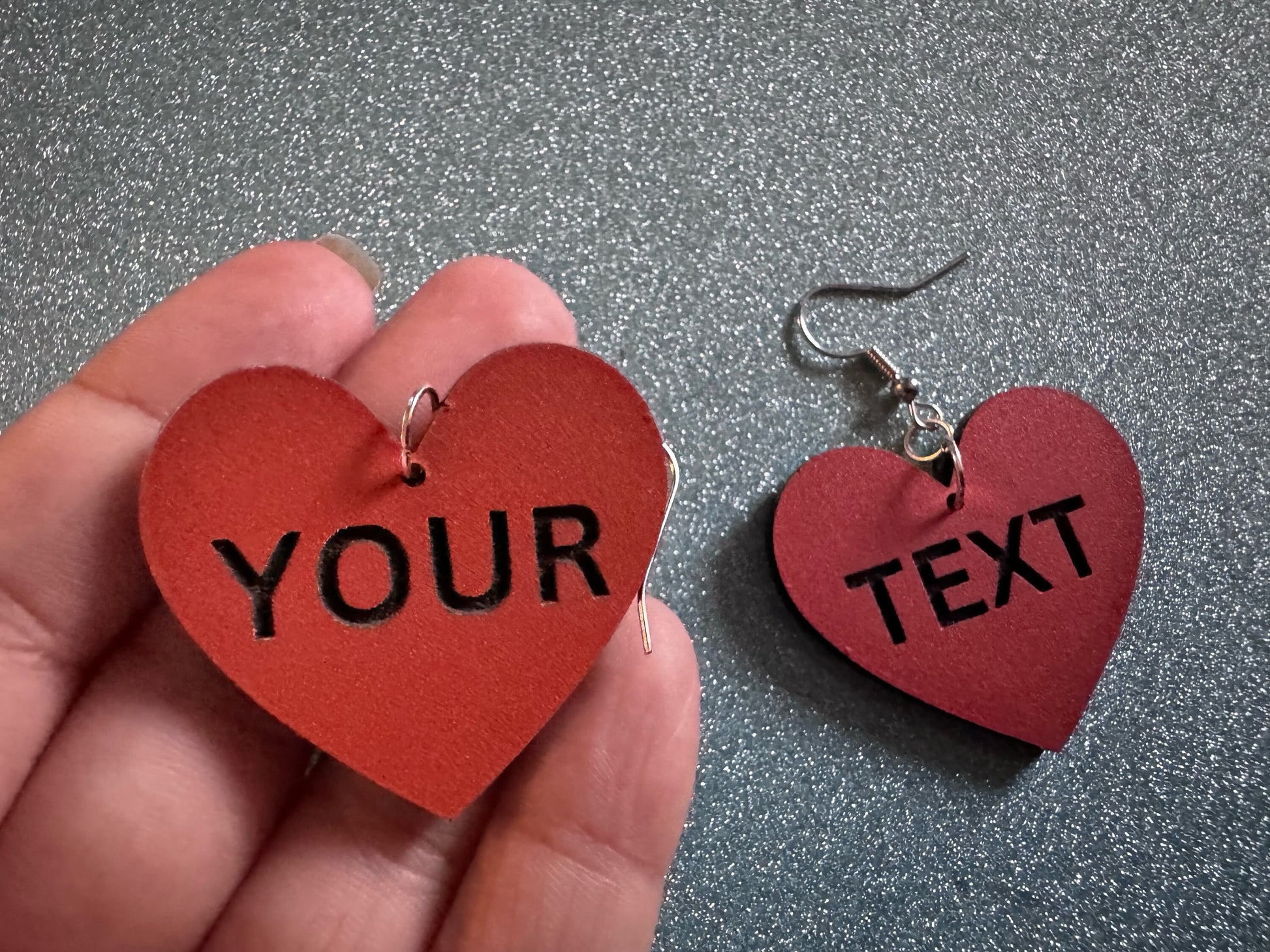 Custom Text Earrings: Laser Engraved Words, Orange with Black Text, Letters, Names, Teacher Gift, Anniversary, Best Gifts for Her/Him/Them
