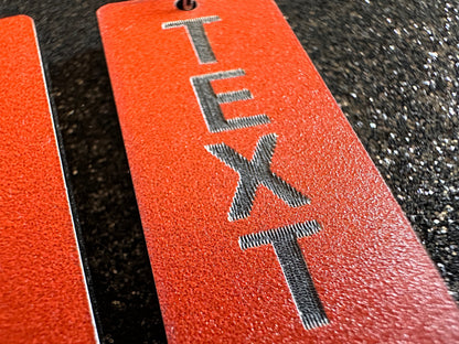Custom Text Earrings: Laser Engraved Words, Orange with Black Text, Letters, Names, Teacher Gift, Anniversary, Best Gifts for Her/Him/Them