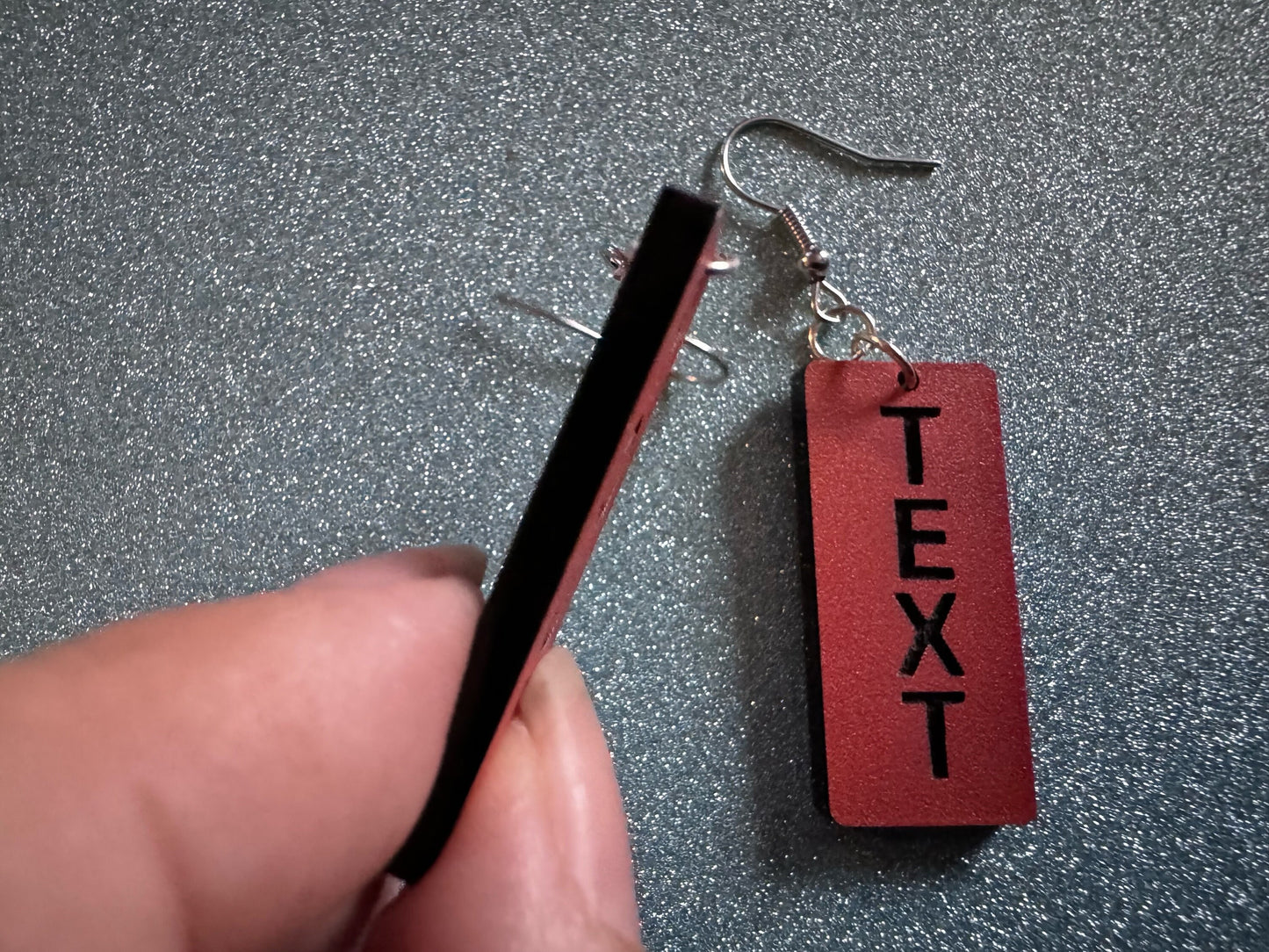 Custom Text Earrings: Laser Engraved Words, Orange with Black Text, Letters, Names, Teacher Gift, Anniversary, Best Gifts for Her/Him/Them