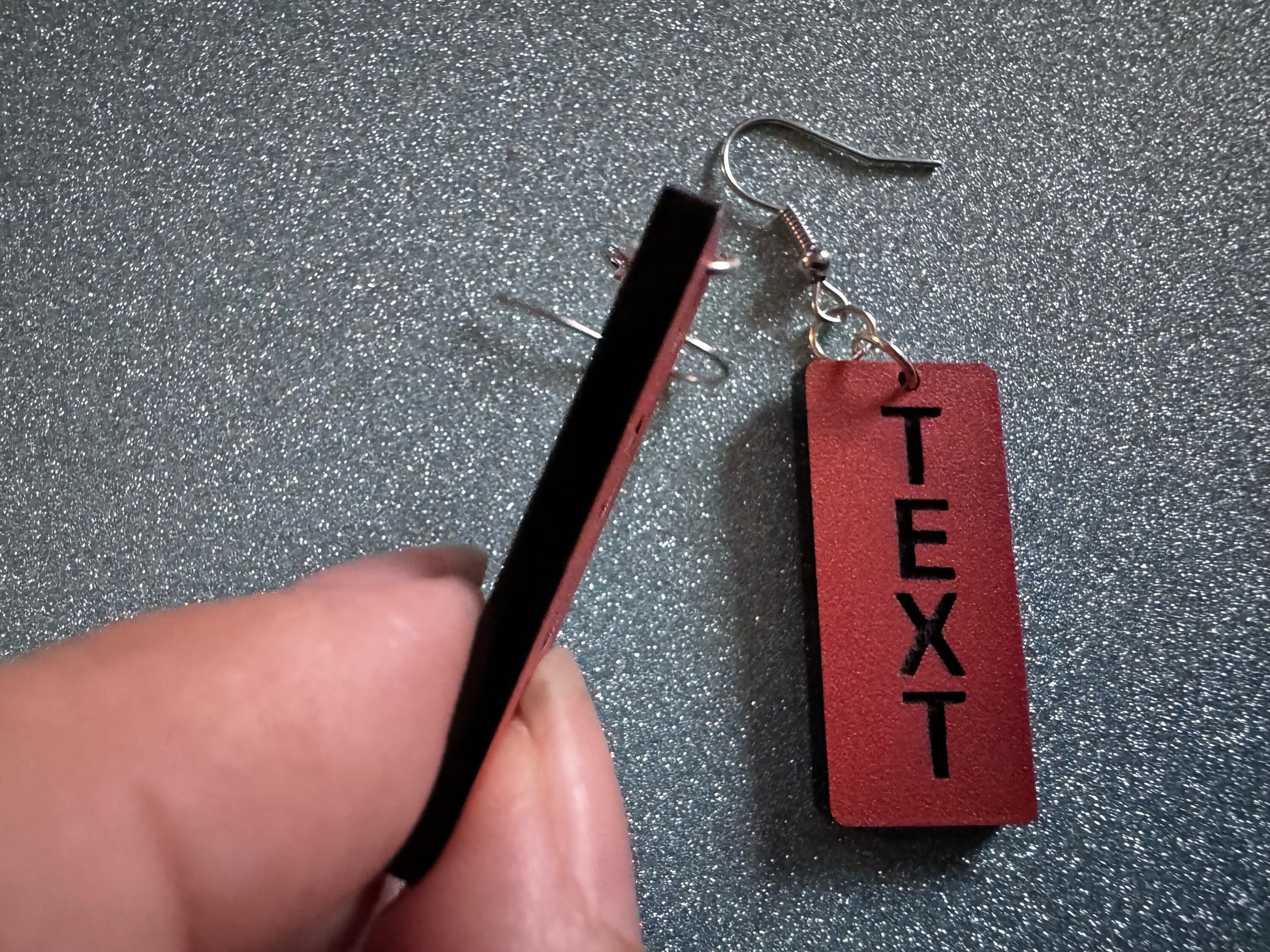 Custom Text Earrings: Laser Engraved Words, Orange with Black Text, Letters, Names, Teacher Gift, Anniversary, Best Gifts for Her/Him/Them