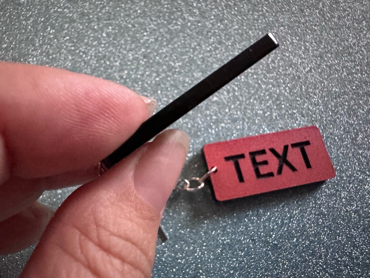 Custom Text Earrings: Laser Engraved Words, Orange with Black Text, Letters, Names, Teacher Gift, Anniversary, Best Gifts for Her/Him/Them