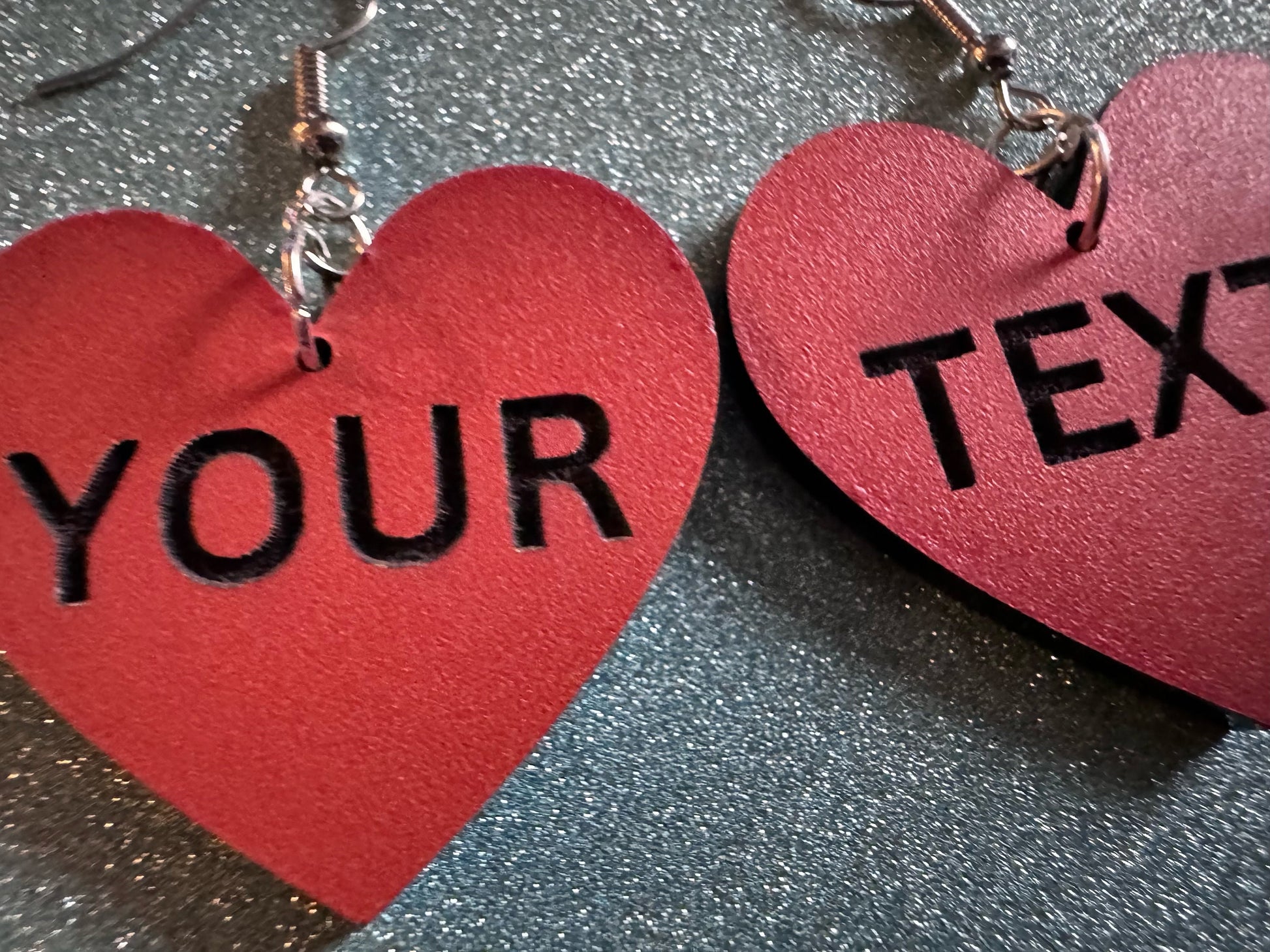 Custom Text Earrings: Laser Engraved Words, Orange with Black Text, Letters, Names, Teacher Gift, Anniversary, Best Gifts for Her/Him/Them