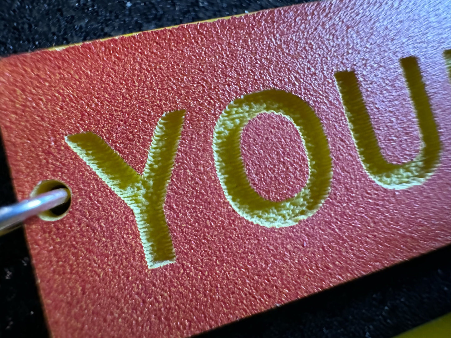 Custom Text Earrings: Laser Engraved Words, Orange with Yellow Text, Letters, Names, Teacher Gift, Anniversary, Best Gifts for Her/Him/Them