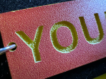 Custom Text Earrings: Laser Engraved Words, Orange with Yellow Text, Letters, Names, Teacher Gift, Anniversary, Best Gifts for Her/Him/Them