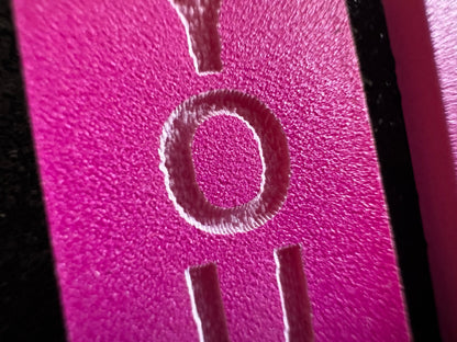 Custom Text Earrings: Laser Engraved Words, Pink with Pink Text, Letters, Names, Teacher Gift, Anniversary, Best Gifts for Her/Him/Them