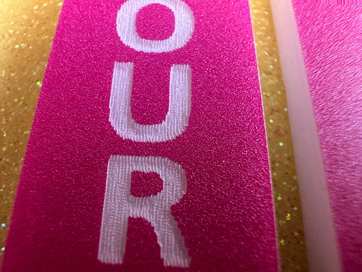 Custom Text Earrings: Laser Engraved Words, Pink with White Text, Letters, Names, Teacher Gift, Anniversary, Best Gifts for Her/Him/Them