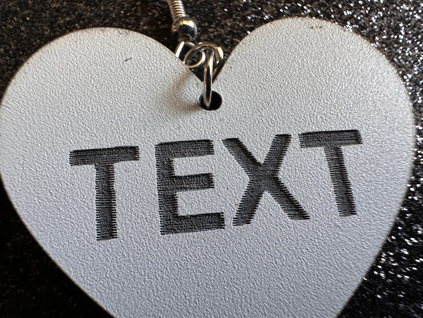 Custom Text Earrings: Laser Engraved Words, White with Black Text, Letters, Names, Teacher Gift, Anniversary, Best Gifts for Her/Him/Them
