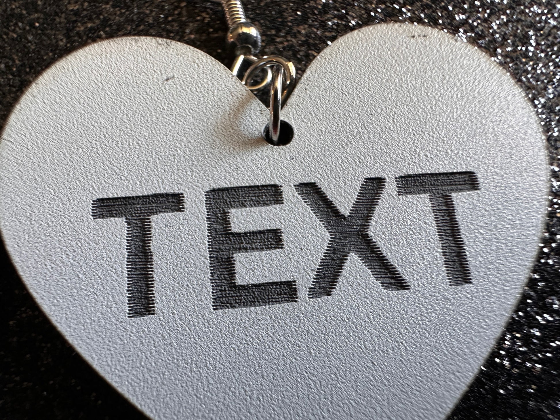 Custom Text Earrings: Laser Engraved Words, White with Black Text, Letters, Names, Teacher Gift, Anniversary, Best Gifts for Her/Him/Them