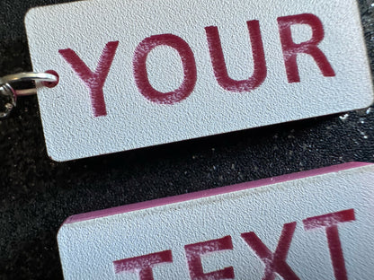 Custom Text Earrings: Laser Engraved Words, White with Pink Text, Letters, Names, Teacher Gift, Anniversary, Best Gifts for Her/Him/Them