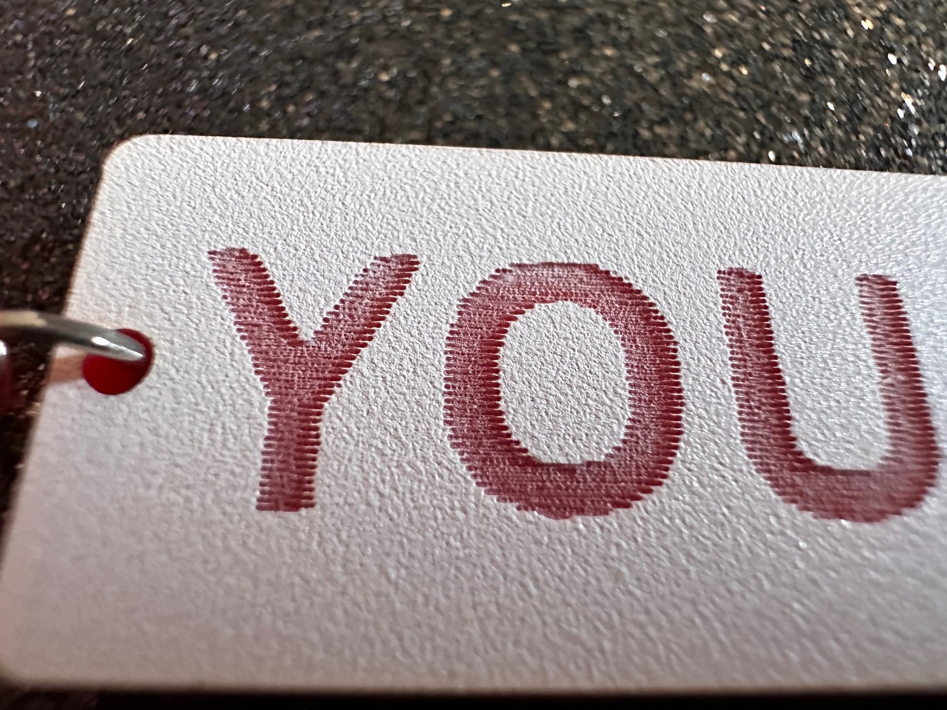 Custom Text Earrings: Laser Engraved Words, White with Red Text, Letters, Names, Teacher Gift, Anniversary, Best Gifts for Her/Him/Them