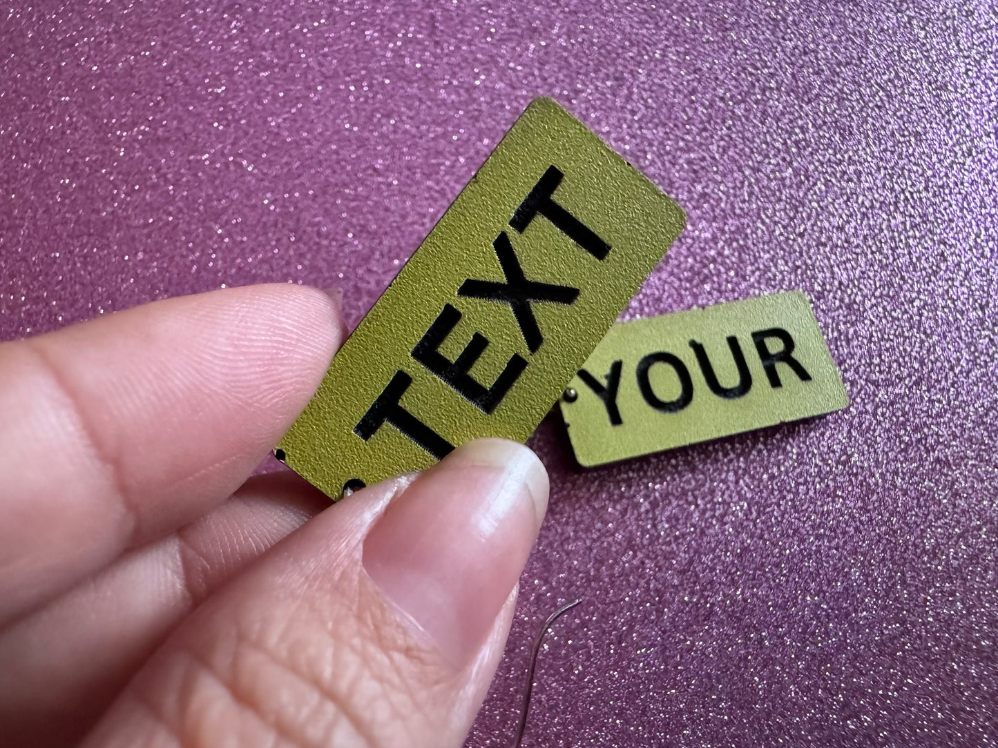 Custom Text Earrings: Laser Engraved Words, Yellow with Black Text, Letters, Names, Teacher Gift, Anniversary, Best Gifts for Her/Him/Them