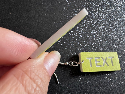 Custom Text Earrings: Laser Engraved Words, Yellow with White Text, Letters, Names, Teacher Gift, Anniversary, Best Gifts for Her/Him/Them