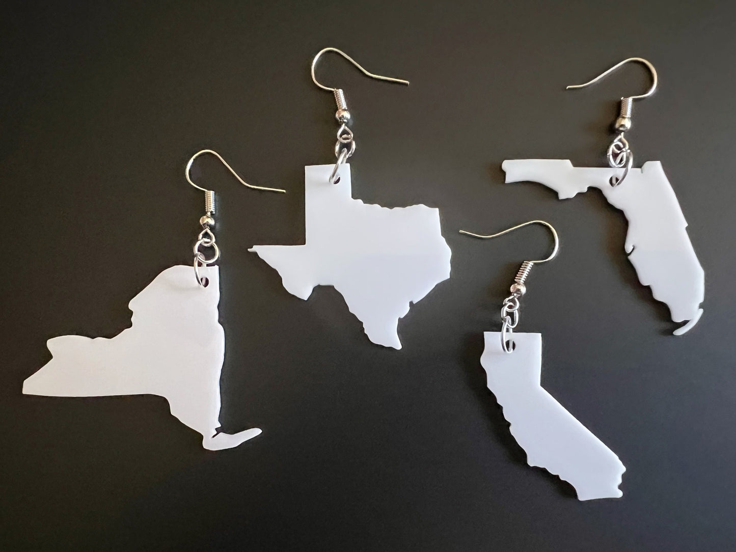 Custom USA State Earrings: Laser Cut Acrylic US States, Places, Travel, Patriotic, Home, Geography Teacher Gift, Best Gifts for Her/Him/Them