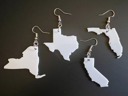 Custom USA State Earrings: Laser Cut Acrylic US States, Places, Travel, Patriotic, Home, Geography Teacher Gift, Best Gifts for Her/Him/Them