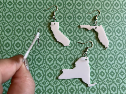 Custom USA State Earrings: Laser Cut Acrylic US States, Places, Travel, Patriotic, Home, Geography Teacher Gift, Best Gifts for Her/Him/Them