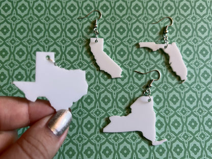 Custom USA State Earrings: Laser Cut Acrylic US States, Places, Travel, Patriotic, Home, Geography Teacher Gift, Best Gifts for Her/Him/Them