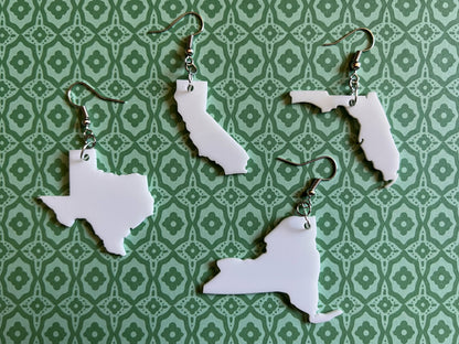 Custom USA State Earrings: Laser Cut Acrylic US States, Places, Travel, Patriotic, Home, Geography Teacher Gift, Best Gifts for Her/Him/Them