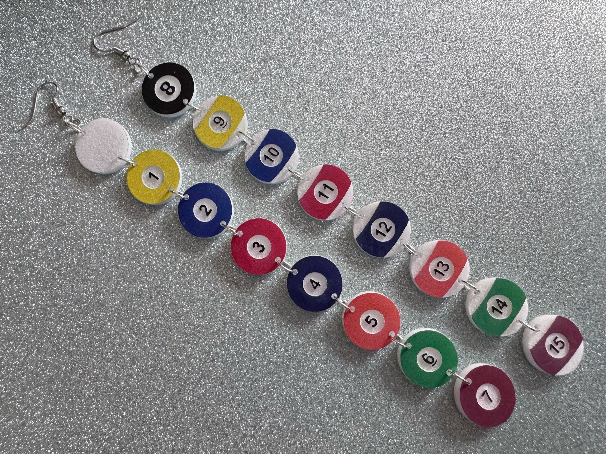 Customizable Billiard Ball Earrings: Laser Cut Acrylic Pool Balls, Pool Rack, Sports, Game Night, Eight Ball, Best Gifts for Her/Him/Them