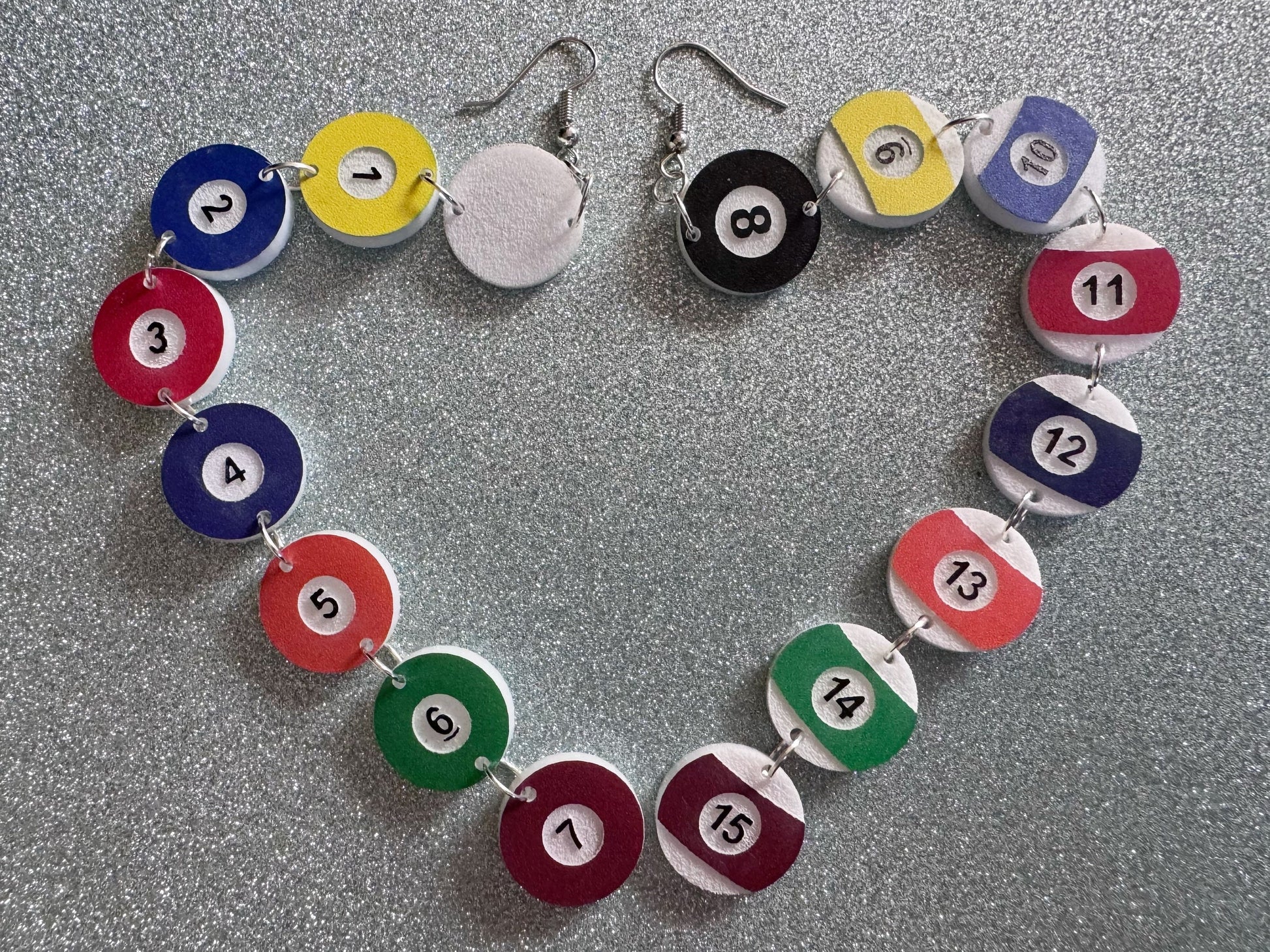 Customizable Billiard Ball Earrings: Laser Cut Acrylic Pool Balls, Pool Rack, Sports, Game Night, Eight Ball, Best Gifts for Her/Him/Them