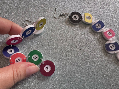 Customizable Billiard Ball Earrings: Laser Cut Acrylic Pool Balls, Pool Rack, Sports, Game Night, Eight Ball, Best Gifts for Her/Him/Them