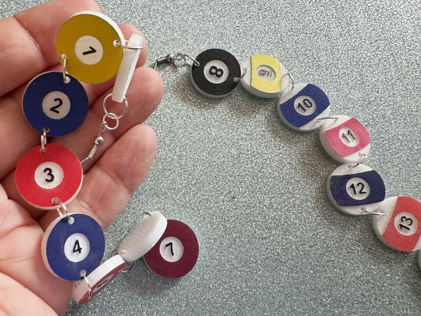 Customizable Billiard Ball Earrings: Laser Cut Acrylic Pool Balls, Pool Rack, Sports, Game Night, Eight Ball, Best Gifts for Her/Him/Them