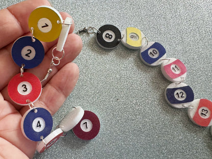 Customizable Billiard Ball Earrings: Laser Cut Acrylic Pool Balls, Pool Rack, Sports, Game Night, Eight Ball, Best Gifts for Her/Him/Them