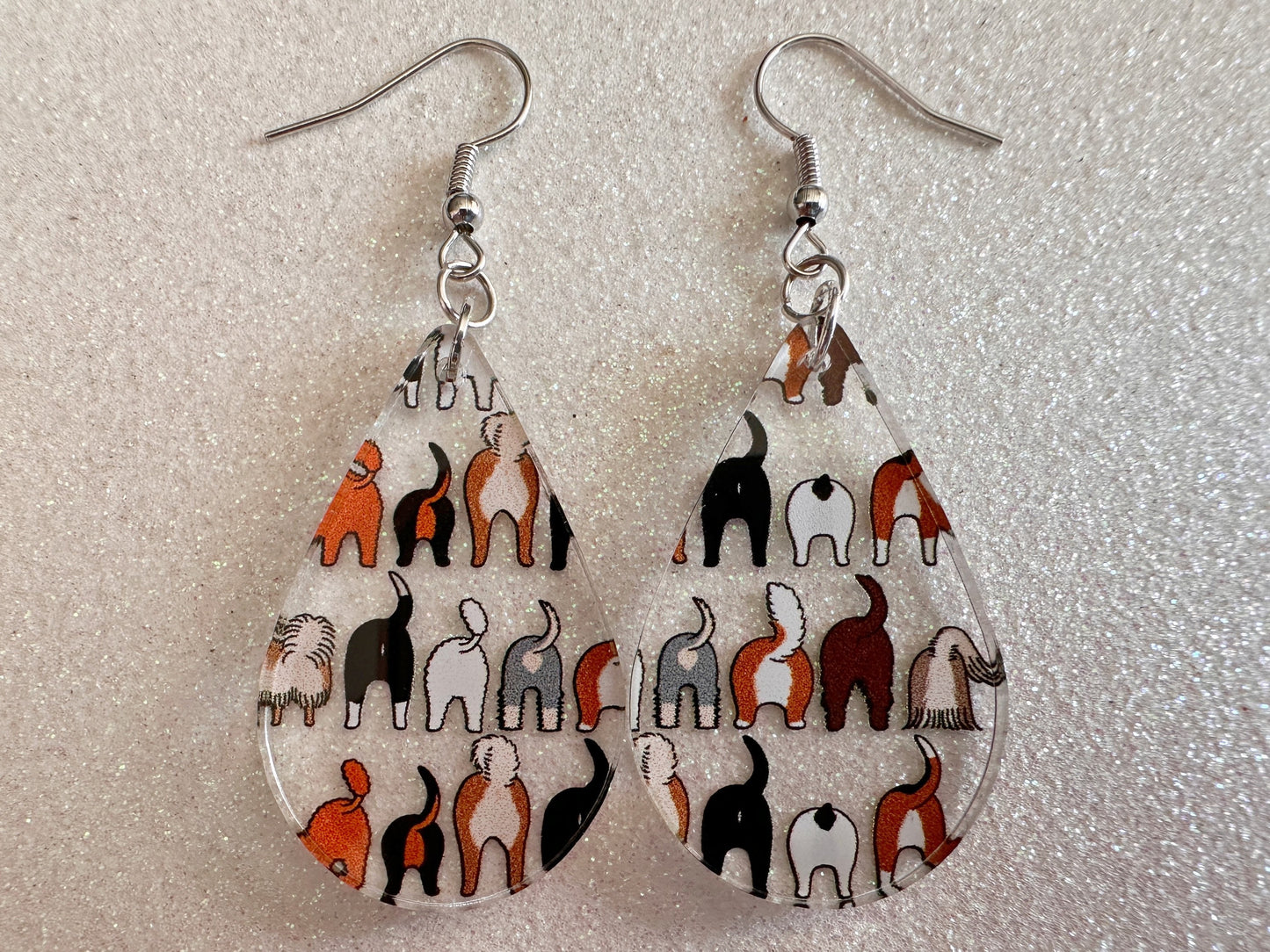 Cute Dog Butt Earrings: Laser Cut Acrylic Dogs, Canine, Labs, Pit Bull, Chihuahua, German Shepherd, Doggy Tails, Best Gifts for Her/Him/Them