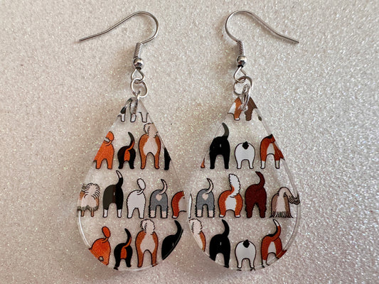 Cute Dog Butt Earrings: Laser Cut Acrylic Dogs, Canine, Labs, Pit Bull, Chihuahua, German Shepherd, Doggy Tails, Best Gifts for Her/Him/Them