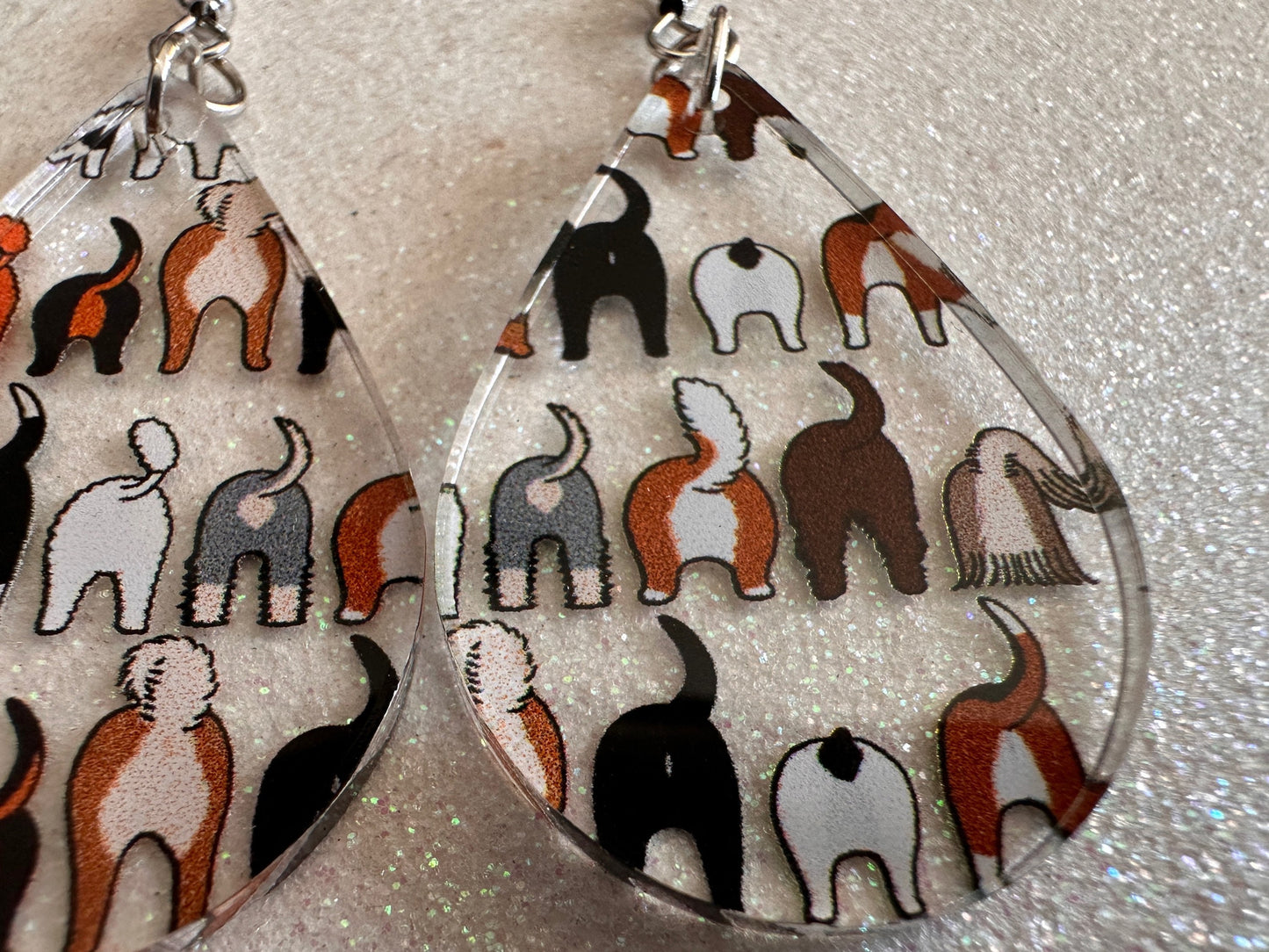 Cute Dog Butt Earrings: Laser Cut Acrylic Dogs, Canine, Labs, Pit Bull, Chihuahua, German Shepherd, Doggy Tails, Best Gifts for Her/Him/Them