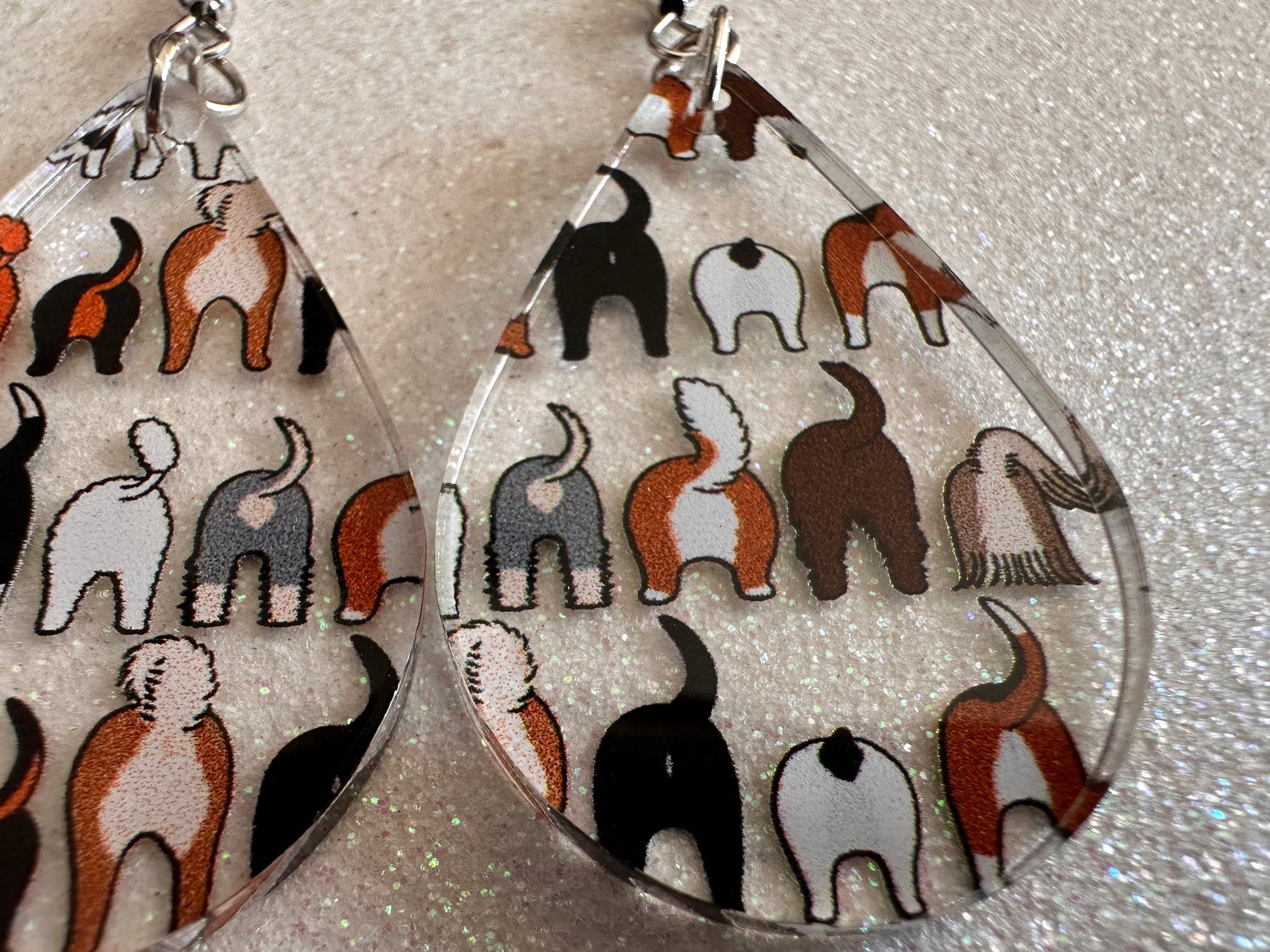 Cute Dog Butt Earrings: Laser Cut Acrylic Dogs, Canine, Labs, Pit Bull, Chihuahua, German Shepherd, Doggy Tails, Best Gifts for Her/Him/Them