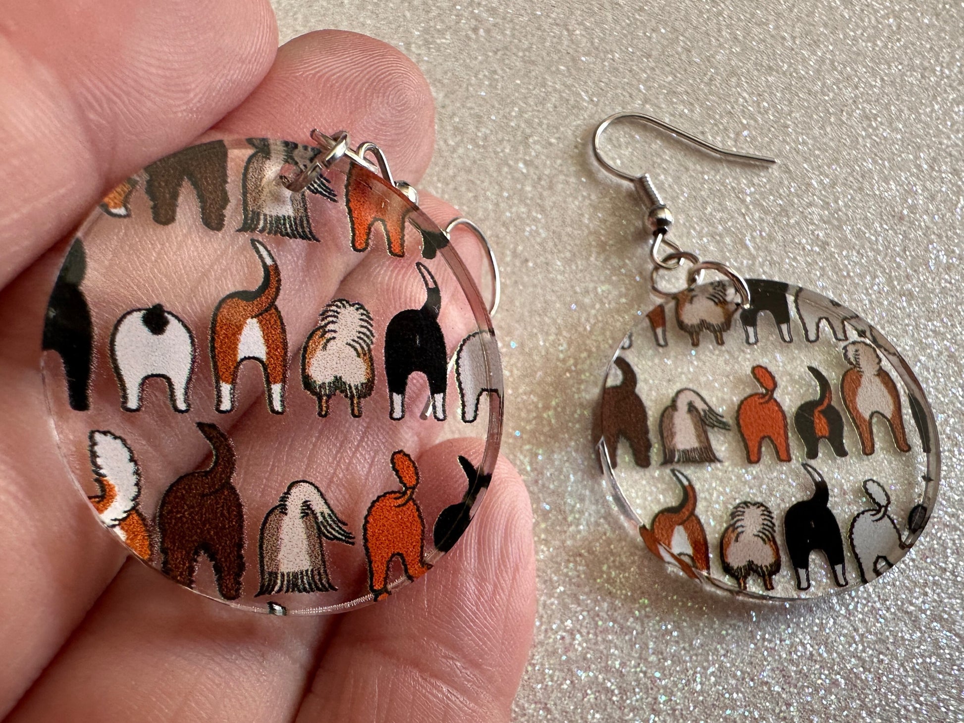 Cute Dog Butt Earrings: Laser Cut Acrylic Dogs, Canine, Labs, Pit Bull, Chihuahua, German Shepherd, Doggy Tails, Best Gifts for Her/Him/Them