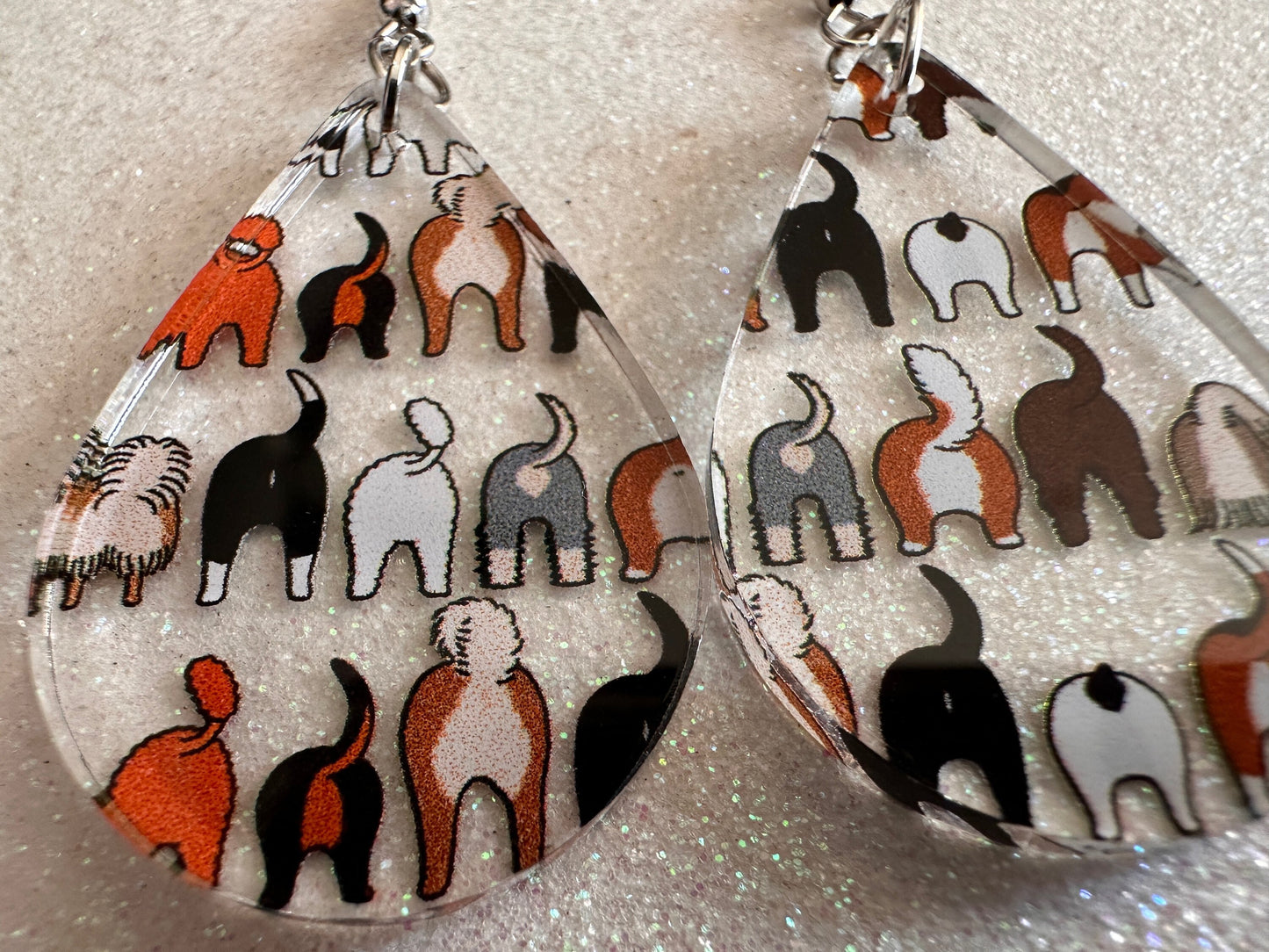 Cute Dog Butt Earrings: Laser Cut Acrylic Dogs, Canine, Labs, Pit Bull, Chihuahua, German Shepherd, Doggy Tails, Best Gifts for Her/Him/Them