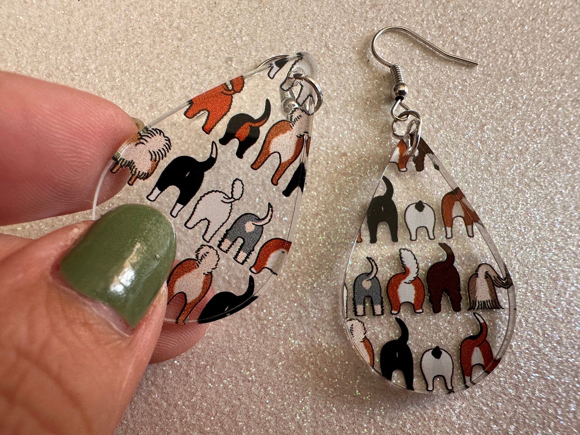 Cute Dog Butt Earrings: Laser Cut Acrylic Dogs, Canine, Labs, Pit Bull, Chihuahua, German Shepherd, Doggy Tails, Best Gifts for Her/Him/Them