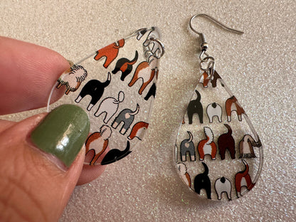 Cute Dog Butt Earrings: Laser Cut Acrylic Dogs, Canine, Labs, Pit Bull, Chihuahua, German Shepherd, Doggy Tails, Best Gifts for Her/Him/Them