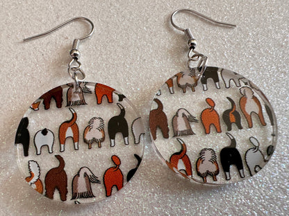 Cute Dog Butt Earrings: Laser Cut Acrylic Dogs, Canine, Labs, Pit Bull, Chihuahua, German Shepherd, Doggy Tails, Best Gifts for Her/Him/Them