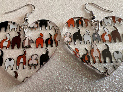 Cute Dog Butt Earrings: Laser Cut Acrylic Dogs, Canine, Labs, Pit Bull, Chihuahua, German Shepherd, Doggy Tails, Best Gifts for Her/Him/Them