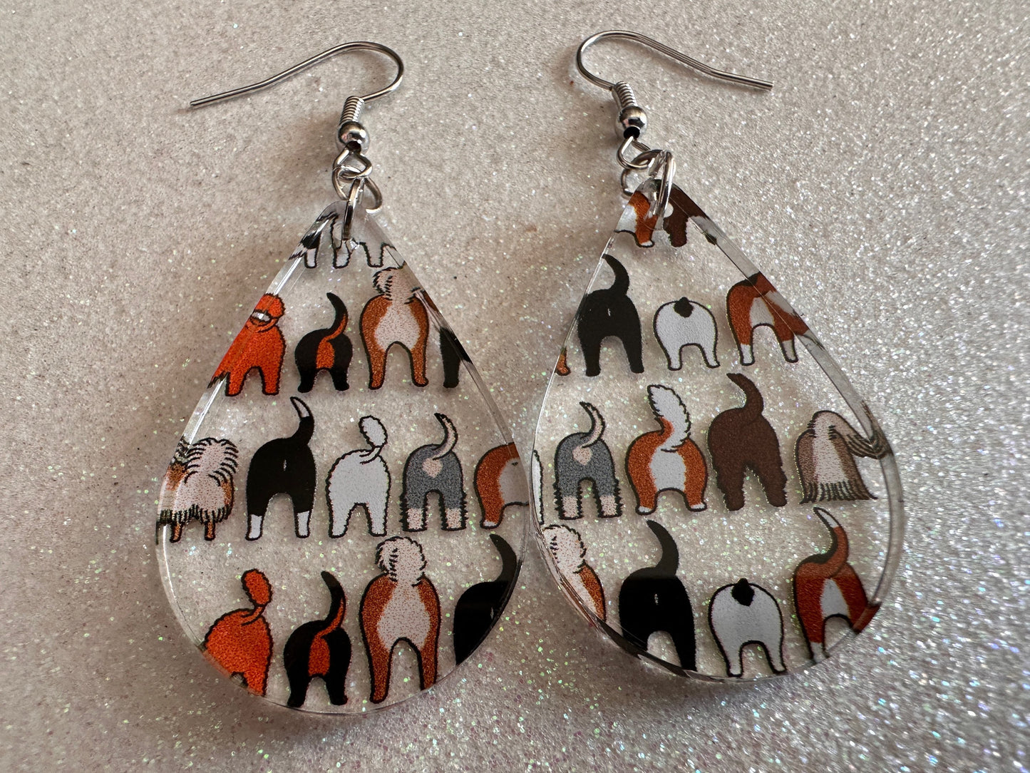 Cute Dog Butt Earrings: Laser Cut Acrylic Dogs, Canine, Labs, Pit Bull, Chihuahua, German Shepherd, Doggy Tails, Best Gifts for Her/Him/Them