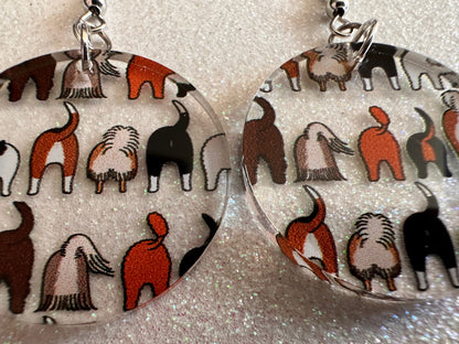 Cute Dog Butt Earrings: Laser Cut Acrylic Dogs, Canine, Labs, Pit Bull, Chihuahua, German Shepherd, Doggy Tails, Best Gifts for Her/Him/Them