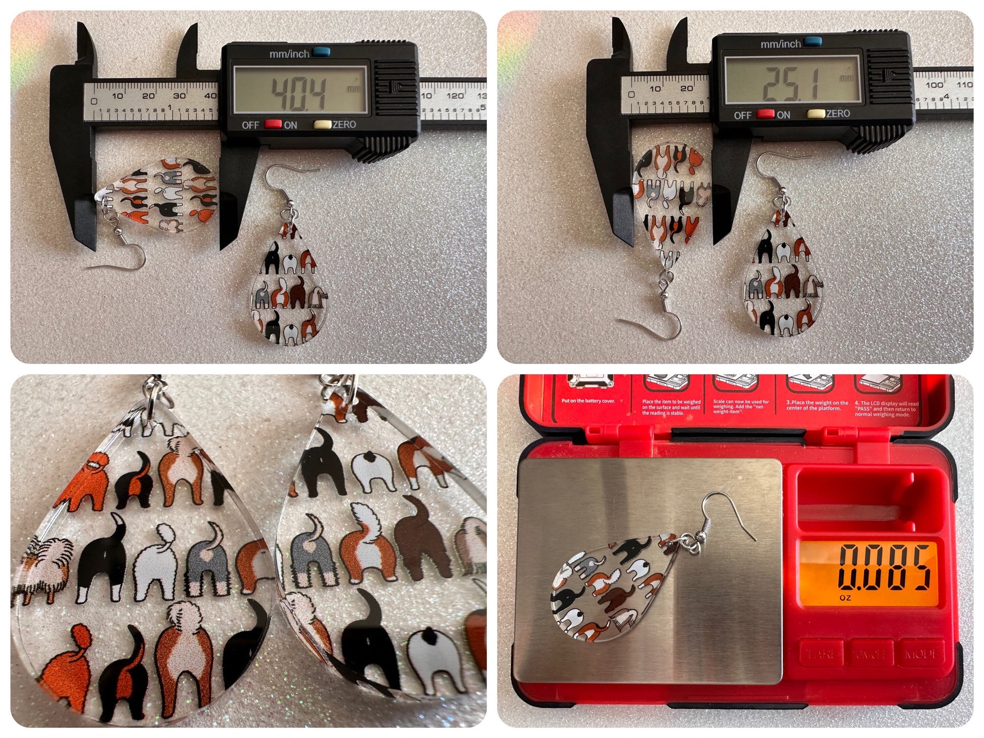 Cute Dog Butt Earrings: Laser Cut Acrylic Dogs, Canine, Labs, Pit Bull, Chihuahua, German Shepherd, Doggy Tails, Best Gifts for Her/Him/Them