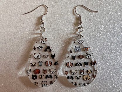 Cute Dog Face Earrings: Laser Cut Acrylic Dogs, Canine, Labs, Pit Bull, Chihuahua, German Shepherd, Doggy Tails, Best Gifts for Her/Him/Them